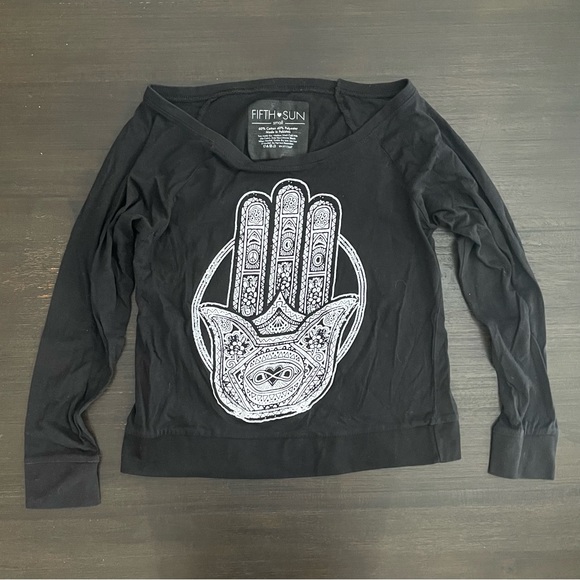 Boatneck Hamsa Long Sleeve Top - Picture 1 of 2